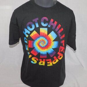 Mens XL Red Hot Chili Peppers Black Tie Dye logo Graphic T Shirt